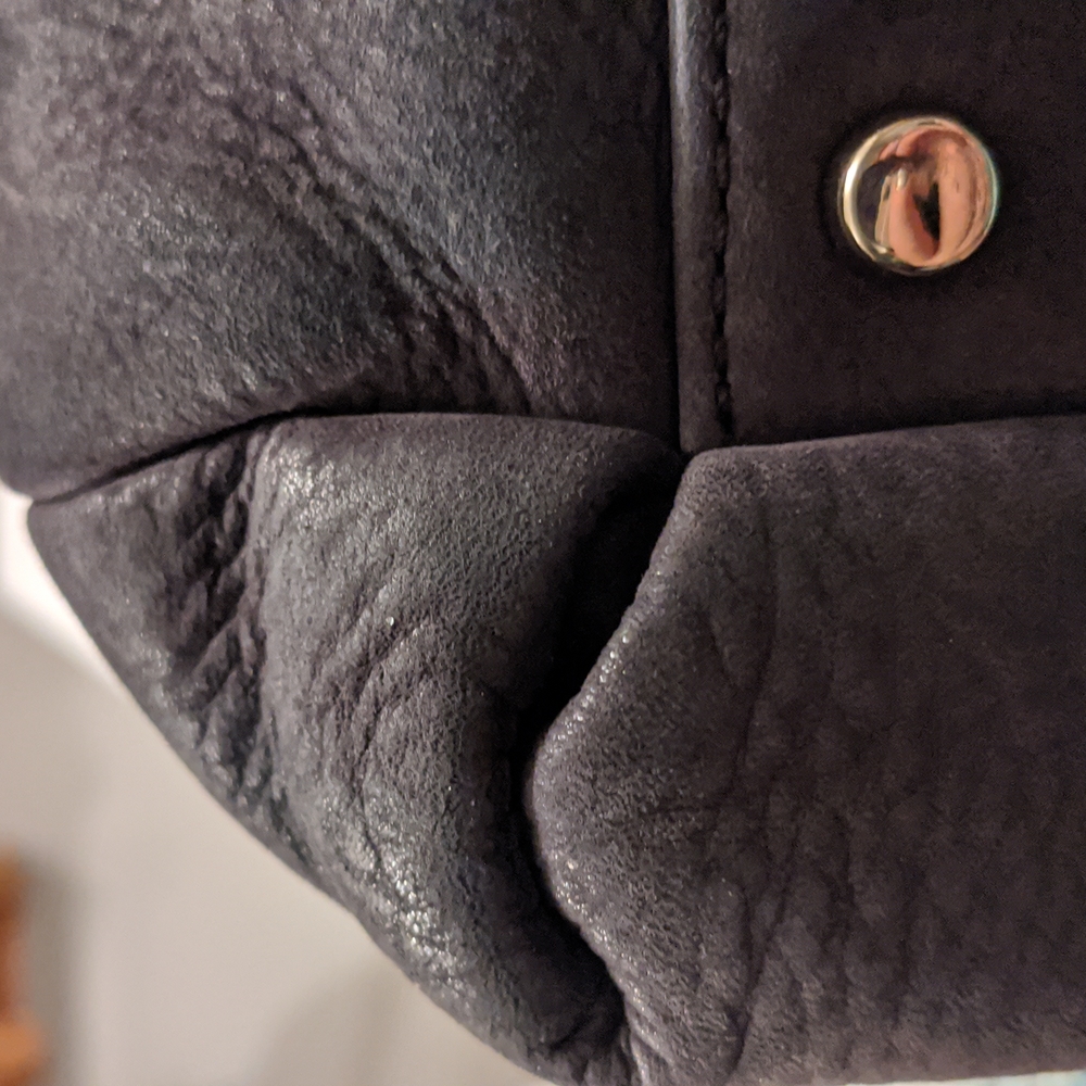 Kate Spade Dark Gray Suede lg purse with lg front pocket, Gold chain & Leather - Picture 16 of 16